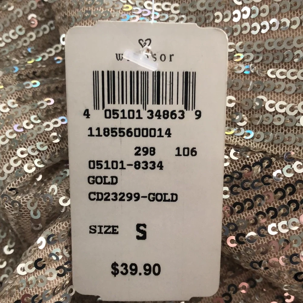 Windsor, gold sequin short dress, size small - Picture 4 of 4